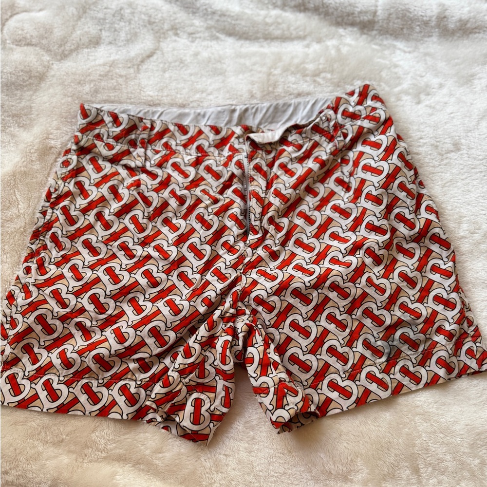 Burberry Red and White Patterned Shorts